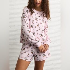 American Eagle Women's Luxe Plush Western Mickey Mouse Pajama Set